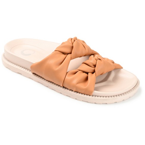 Journee Collection Womens Melanie Slide Flat Sandals, Tan 12 : Target