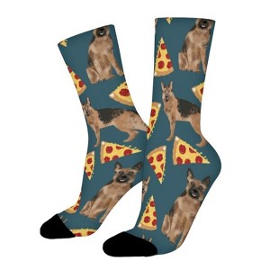 German Shepherd Pizza Women Printed Crew Socks Funny Funky Socks Soft Polyester Novelty Gifts for Artists Men - 1 of 1