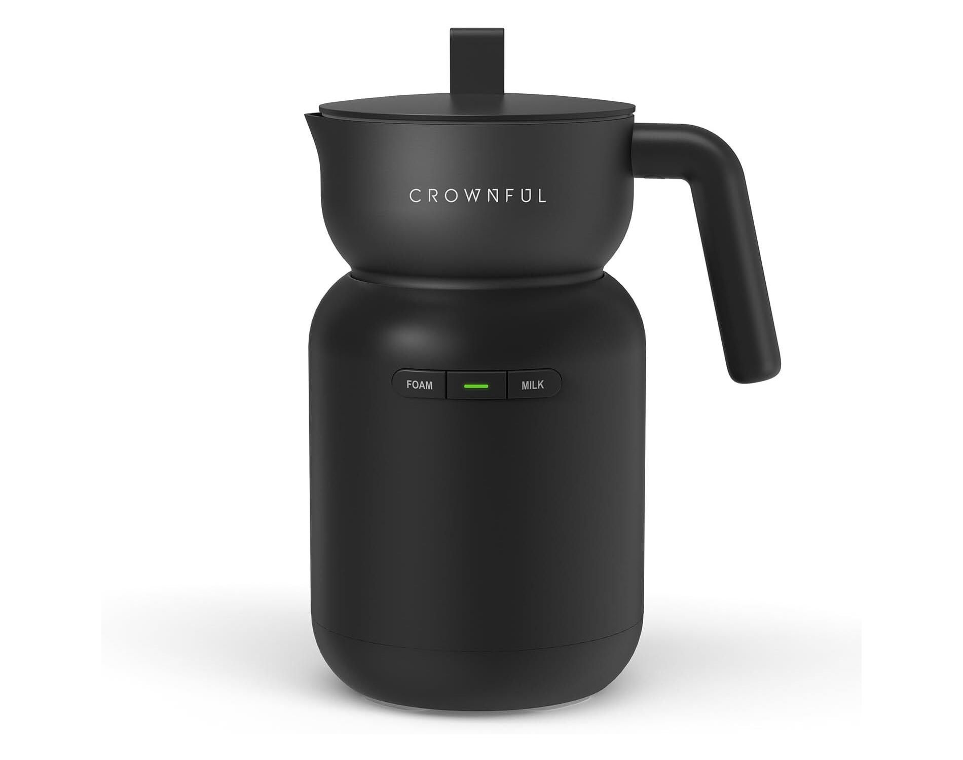 CROWNFUL Milk Frother and Steamer (Black)