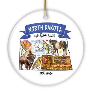 Artistic North Dakota State Themes and Landmarks Christmas Ornament| OrnamentallyYou - 1 of 4