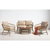 4-Piece Boho Wicker Patio Conversation Set with Acacia Wood Table, Removable Cushions, and Adjustable Feet - 2 of 4