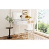Ridstar 43.3 in. W Classic Wood Three Drawers Makeup Vanity Set with Flip-top Mirror and Stool-White - 3 of 4