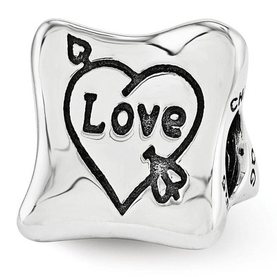 Black Bow Jewelry Sterling Silver Love Marriage Family 3-Sided Trilogy Bead Charm