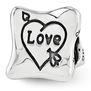 Black Bow Jewelry Sterling Silver Love Marriage Family 3-Sided Trilogy Bead Charm - 1 of 4