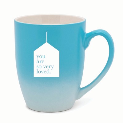 Elanze Designs You Are So Very Loved. Two Toned Ombre Matte 10 ounce New Bone China Coffee Tea Cup Mug, Teal and White