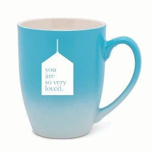 Elanze Designs You Are So Very Loved. Two Toned Ombre Matte 10 ounce New Bone China Coffee Tea Cup Mug, Teal and White - 1 of 4