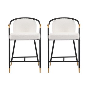 Upholstered Counter Stool with Metal Frame (Set of 2) - 1 of 4