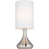 360 Lighting Melmore Modern Mid Century Accent Table Lamps 17" High Set of 2 Brushed Nickel Metal Droplet White Cylinder Shade for Bedroom House Home - 2 of 4