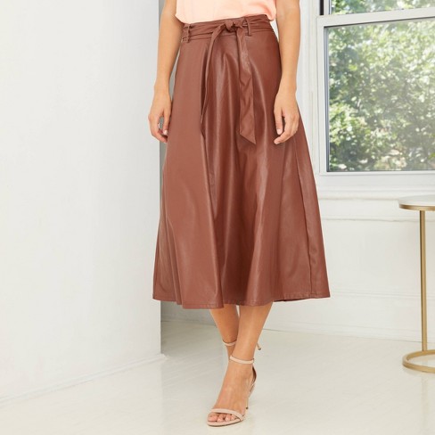 Women S Faux Leather Circle Midi Skirt Who What Wear Target