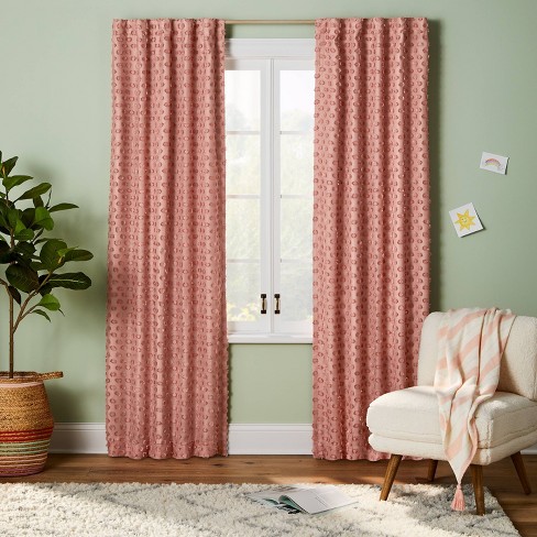 Pillowfort Peach Pink Scallop Valence Blackout Window Curtain Panel 42x84 for sale online 