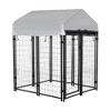 Pawhut Large Outdoor Dog Kennel Steel Fence with UV-Resistant Oxford Cloth Roof & Secure Lock - 4 of 4