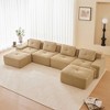 AENKYO 153-Inch Square Cloud Couch Modular Sectional Sofa with Two Ottomans, No Assembly Required - Ergonomic Floor Lounge for Living Room - Camel - 3 of 4