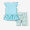 Disney Princess Belle Moana Rapunzel Toddler Girl Cute Outfit T-Shirt and Striped Leggings Clothing Sets - 3 of 4