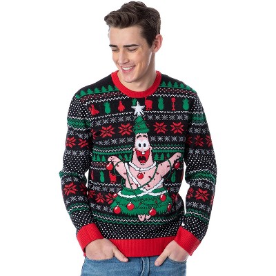 SpongeBob SquarePants Men's Patrick Christmas Tree Ugly Sweater Knit Pullover
