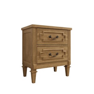 Vintage 2-Drawer Nightstand – Rustic Wood Finish End Table for Bedroom or Living Room - 1 of 4