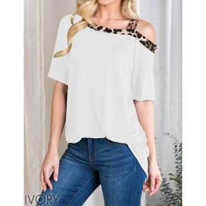 Women's One Shoulder Animal Print Tee Top - HEIMISH USA - 1 of 1