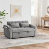 55.51 inch versatile foldable sofa bed in 3 lengths, modern sofa sofa sofa velvet pull-out bed - 3 of 4