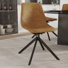 LeisureMod Markley Modern Leather Swival Dining Chair With Metal Legs - 2 of 4