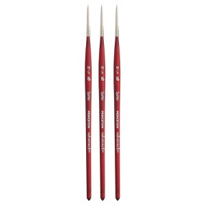 Princeton Velvetouch Spotter Brush, Synthetic Bristles, Short Handle Mixed Media Paintbrush, Scarlet, Size 18/0, Pack of 3 - 1 of 4