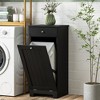 Aghana Digitals Black Laundry Cabinet with Tilt-Out Hamper, Foldable Cloth Bag & Drawer - Modern - 2 of 4