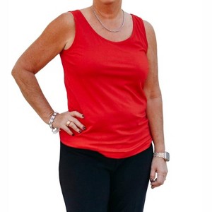 Women's Double Scoop Neck Solid Knit Tank - Multiples - 1 of 4