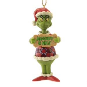 Jim Shore 5.0 Inch Grinch Naughty & Nice Ornament Dr Suess Christmas Tree Ornaments - 1 of 3