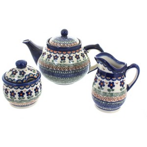 Blue Rose Polish Pottery 1700 Vena 3 Piece Tea Set - 1 of 1
