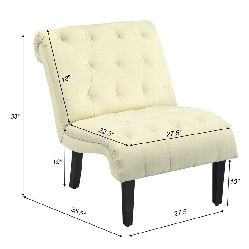 Costway Set of 2 Armless Accent Chair Upholstered Tufted Lounge Chair, 3 of 11