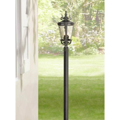 Modern Black Cast Aluminum Outdoor Light Post Pole, 84"