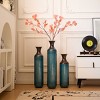 FURNIinspire Decorative Vases 3 Piece Floor Metal Vase Modern Decoration Home Droplet Shaped Large Glazed Metal Vase, Blue, 5.7"*5.7"*28.34" - 2 of 4