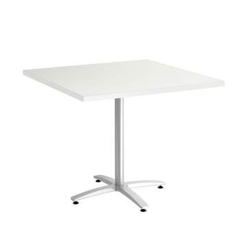 HITOUCH BUSINESS SERVICES 36" Square Silver Mesh Laminate Seated Height Silver Base Table 54824