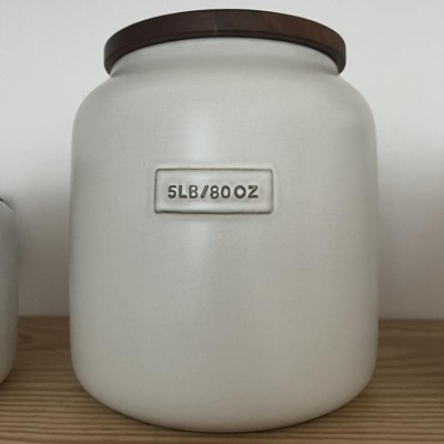 67oz Stoneware Sugar Canister with Wood Lid Cream/Brown - Hearth & Hand™  with Magnolia