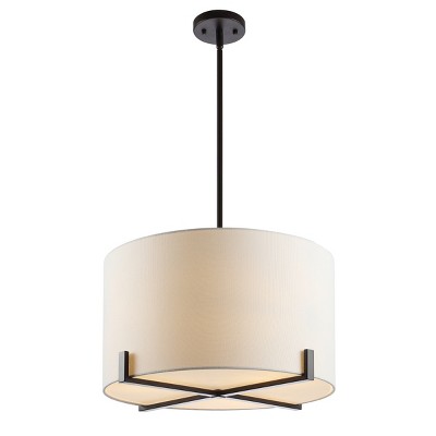 Bronze Crystal LED Drum Pendant with Off-White Shade
