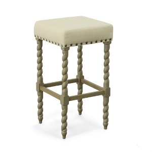 Carolina Living Remick 30" Barstool - Weathered Gray - Linen Upholstery - 1 of 4