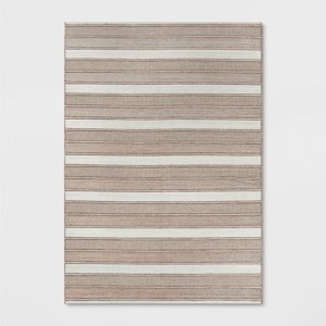 7' x 10' Woven Striped Outdoor Rug Khaki/Ivory - Threshold™ - 1 of 4