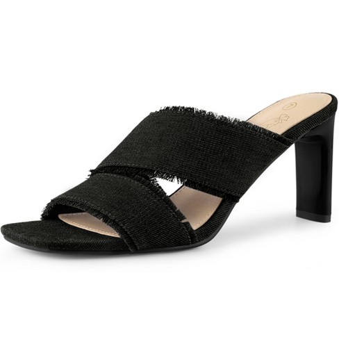 Perphy Slide Heels Mules Block Heel Sandals For Women Black 7 : Target