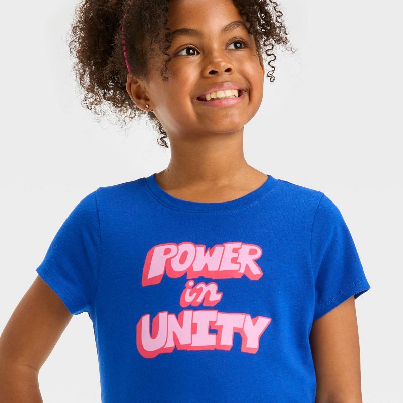 Girls&#39; Short Sleeve &#39;Power in Unity&#39; Graphic T-Shirt - Cat &#38; Jack&#8482; Cobalt Blue, 3 of 5