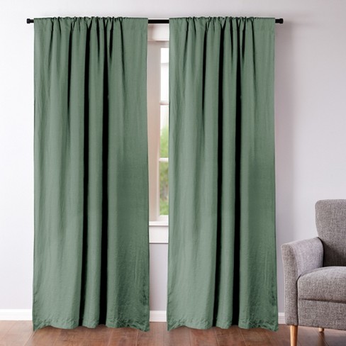 Washed Linen Green Forest Drape Panel - Set of 2 - Levtex Home - image 1 of 3