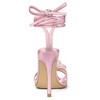 Allegra K Women's Flower Rhinestone Open Toe Lace Up Stiletto Heels Sandals - 3 of 4