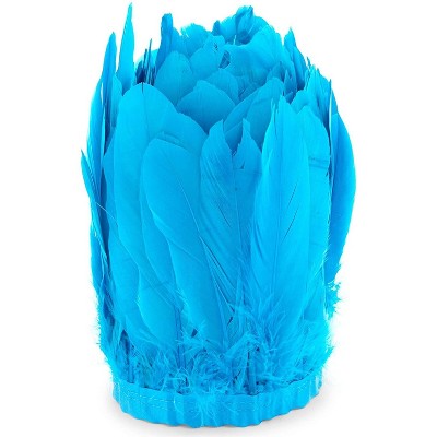 Okuna Outpost Blue Goose Feather Trim for Crafts, Costumes, Decorations (7 Inches x 3 Yards)