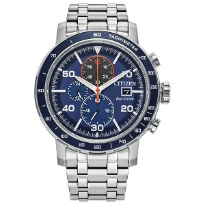 Citizen Men's Eco-Drive Sport Casual Brycen Watch, Silver-Tone Stainless Steel Bracelet, Blue Dial, Chronograph, 12/24 Hour Time, Date - 1 of 4