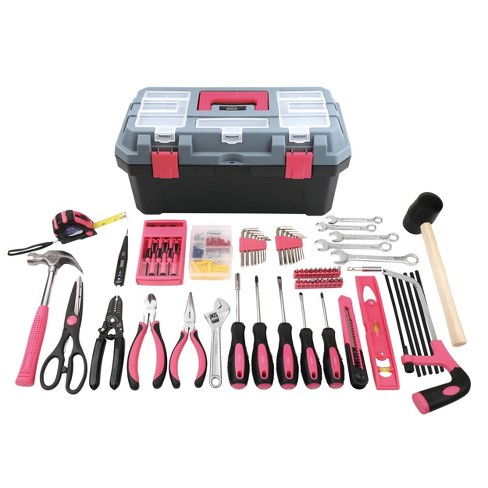 Apollo Tools Household Tool Kit, w/Tool Box Pink 170pc DT7102P