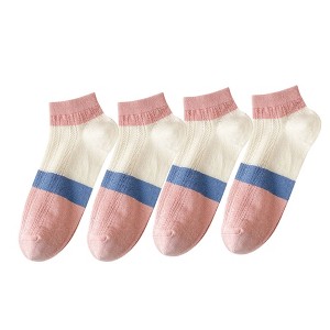 Anna-Kaci 4 Pairs Women's Low-Cut Mesh Knit Cotton Socks Cute Pattern Breathable Stretch for Everyday Casual Wear - 1 of 4