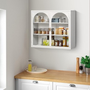 Bathroom Cabinet Wall Mounted with Detachable Shelves,Double Glass Door Wall Storage Cabinet,Kitchen Pantry Sideboard for Bathroom Kitchen - 1 of 4