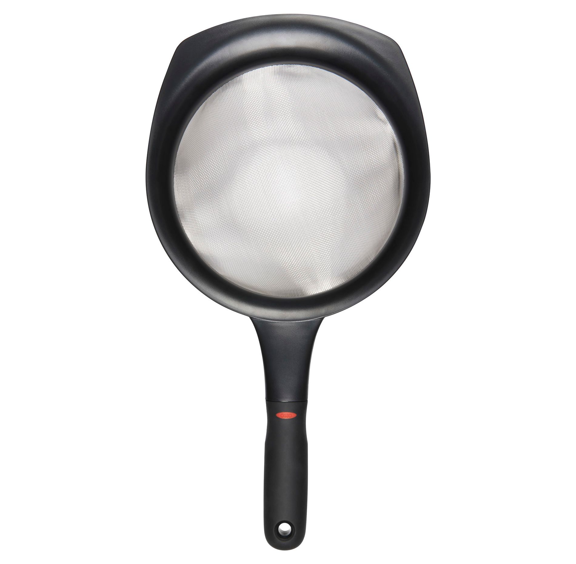 OXO 8" Strainer: Stainless Steel Fine Mesh, Non-Slip Grip, Dishwasher-Safe, Large Hand Sifter for Baking & Rice