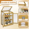 DOMETOUR Wooden Cold Frame Mini Greenhouse, Outdoor Polycarbonate 2-Tier Garden Greenhouse Cabinet, Keep Plants Warm - 3 of 4