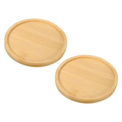 Unique Bargains Bamboo Wood Saucer, Round Plant Tray Bonsai Succulent Pot