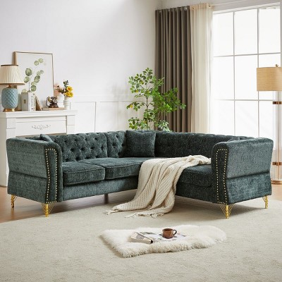 81"Chenille 5 Seater Couch,Corner Sofa,5 Seater L-Shape Sofa,L Shaped Sectional Couch With Cushion For Living Room,Bedroom,Apartment,Office-Cuddlewood