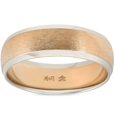Pompeii3 Mens Plain Wedding Band 14K Gold Two Tone Comfort Fit