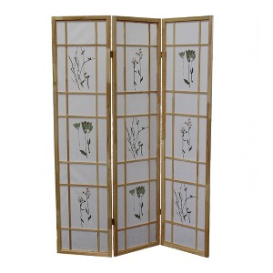 Vynxaria 70" Tall 3-Panel Screen / Room Divider "Shoji", Natural - 1 of 4